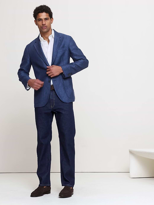 Banana Republic Blue Herringbone Linen Sport Coat — photo 8