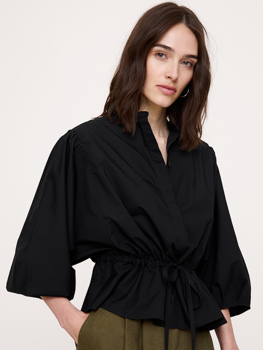 Banana Republic Cotton Poplin Tie-Waist Top — photo 1