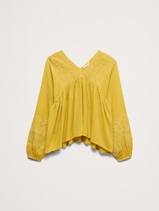 Banana Republic Embroidered Linen-Cotton Top — photo 5