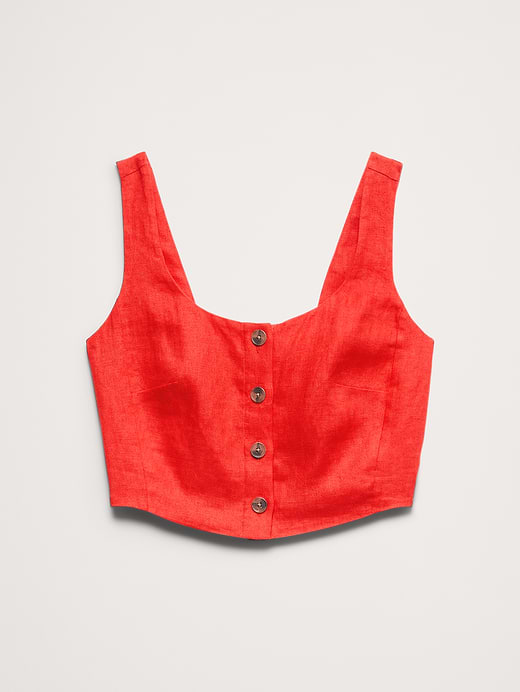 Banana Republic Linen Square-Neck Cropped Tank — photo 5