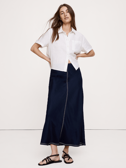 Banana Republic Viscose-Linen Bias-Cut Maxi Skirt — photo 3