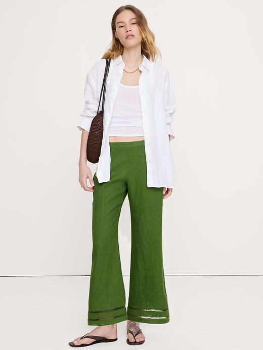 Banana Republic Mid-Rise Kick-Flare Linen Ankle Pant — photo 1