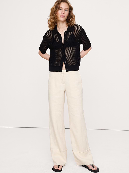 Banana Republic The Everyday Wide-Leg Pant in Fringe-Hem Linen — photo 5