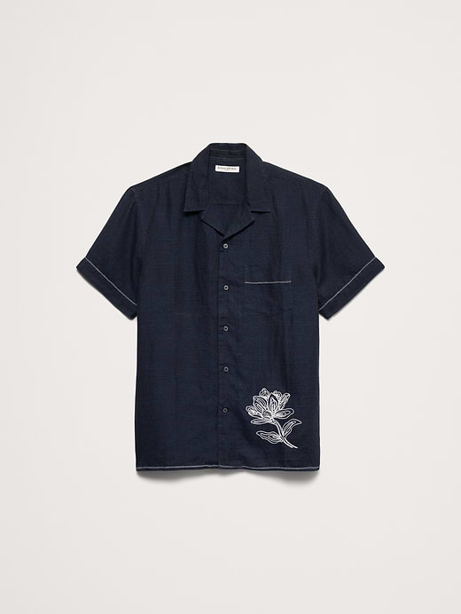 Banana Republic Standard-Fit Embroidered Linen Resort Shirt — photo 5