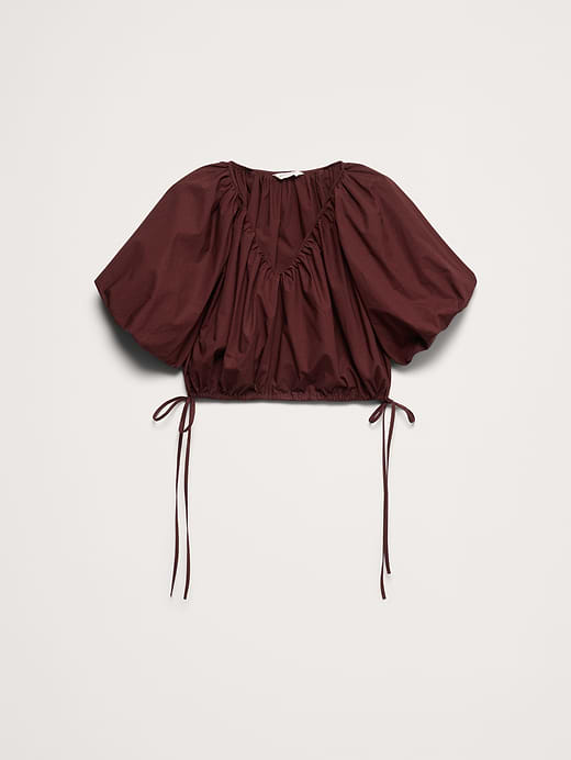 Banana Republic Cotton Poplin Bubble-Hem Cropped Top — photo 5