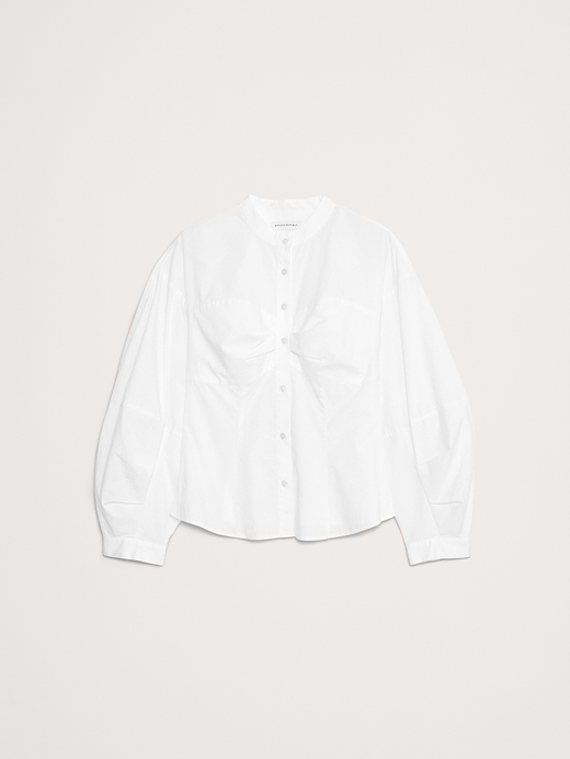 Banana Republic Cotton Poplin Balloon-Sleeve Shirt — photo 5