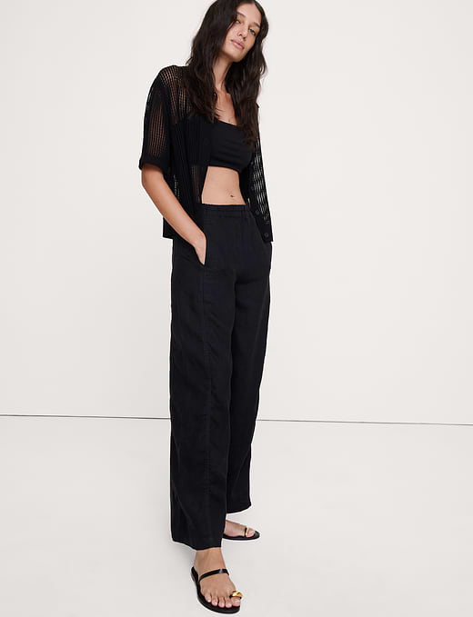 Banana Republic Mid-Rise Relaxed Painter Pull-On Pant in Linen — photo 4
