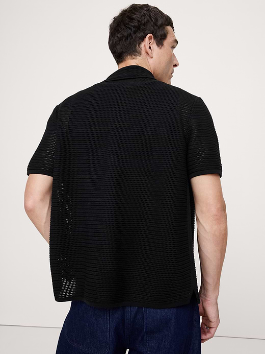 Banana Republic Cotton Mesh Polo Cardigan — photo 3