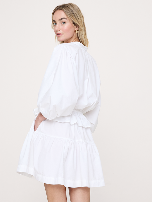 Banana Republic Cotton Poplin Drawstring-Waist Mini Dress — photo 3