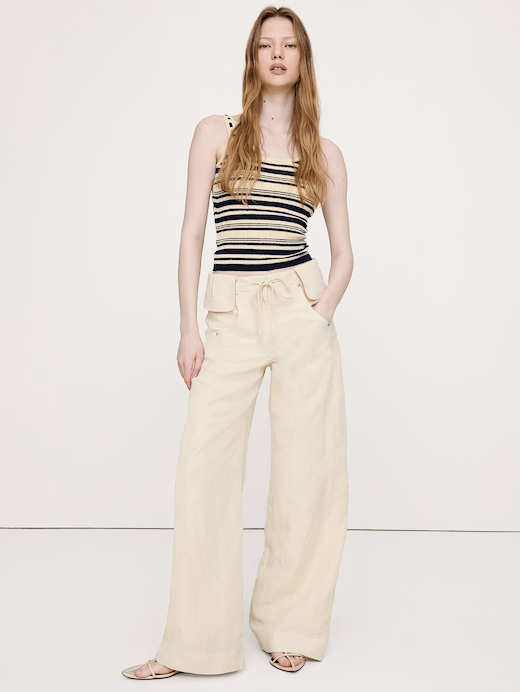 Banana Republic Wide-Leg TENCEL™-Linen Pant with Foldover Waistband — photo 1