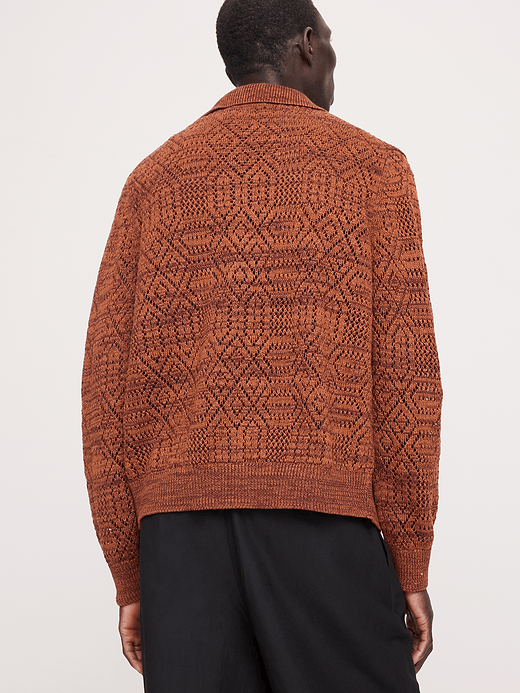 Banana Republic Linen-Cotton Textured Polo Cardigan — photo 3