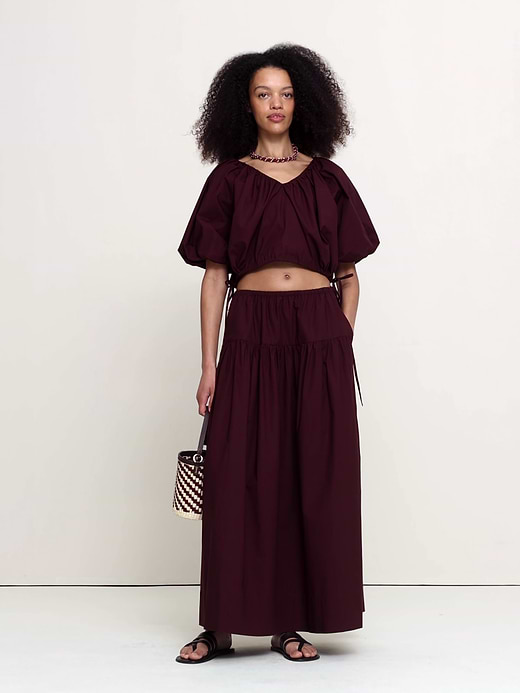 Banana Republic Cotton Poplin Bubble-Hem Cropped Top — photo 7