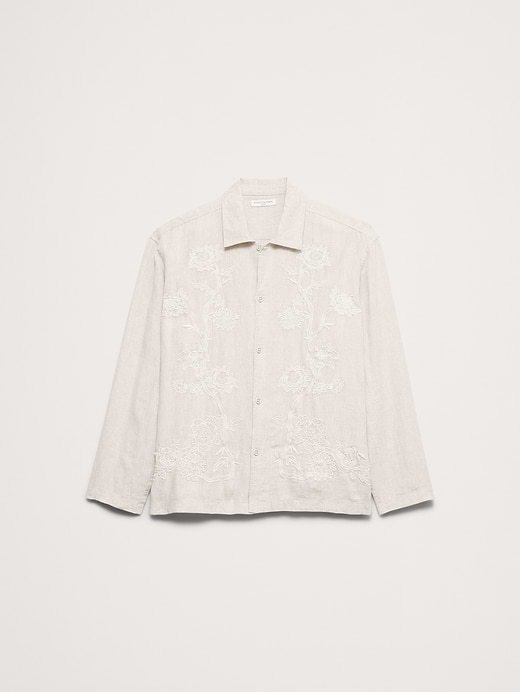 Banana Republic Relaxed-Fit Embroidered Linen Long-Sleeve Resort Shirt — photo 5