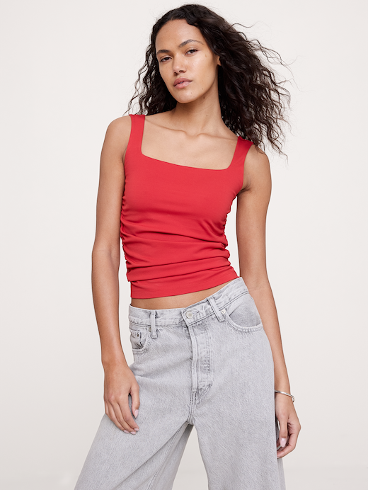 Banana Republic Square-Neck Ruched Top — photo 1
