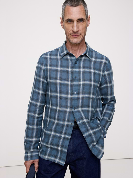 Banana Republic Standard-Fit Plaid Linen-Cotton Shirt — photo 1