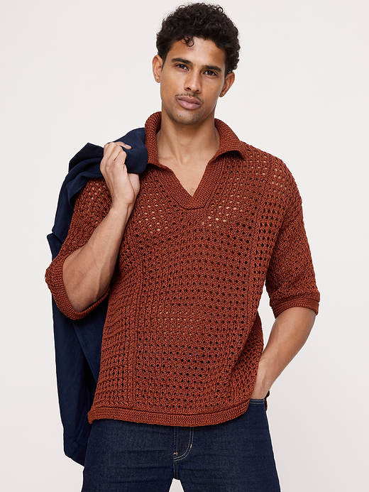 Banana Republic Crochet Cotton Sweater Polo — photo 1