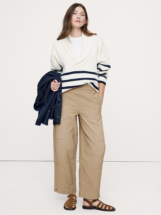 Banana Republic Wide-Leg Textured Twill Pull-On Pant — photo 1