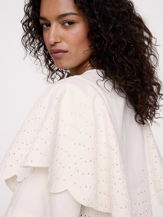 Banana Republic Eyelet Chambray Ruffle-Sleeve Top — photo 6