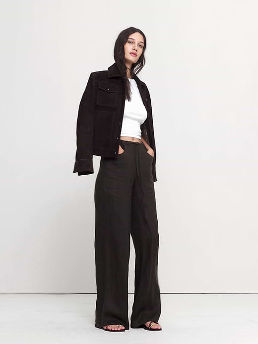 Banana Republic The Studio Wide-Leg Drawstring Pant in Linen — photo 6