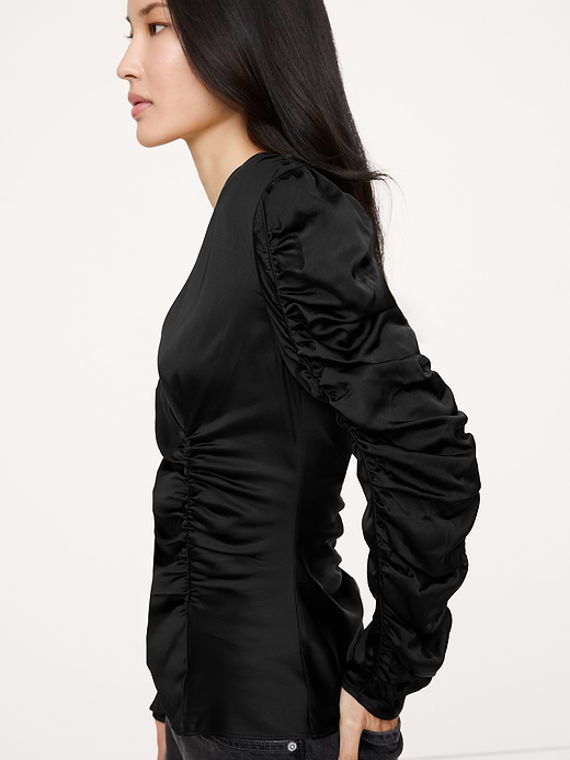 Banana Republic Stretch-Satin Ruched Top — photo 1