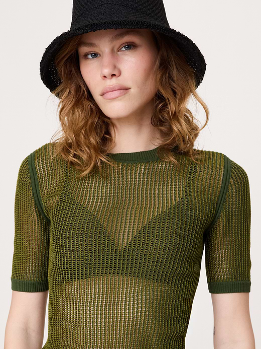Banana Republic Mesh Crew-Neck Sweater Tee — photo 4