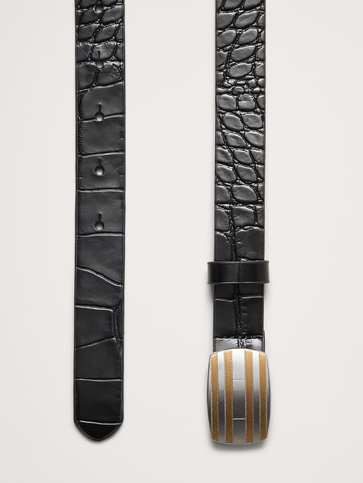 Banana Republic Embossed Leather Plaque-Buckle Belt — photo 4