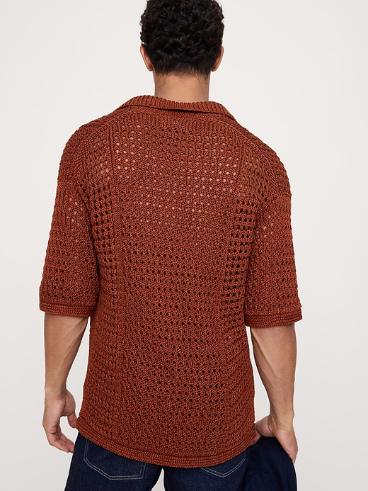 Banana Republic Crochet Cotton Sweater Polo — photo 3