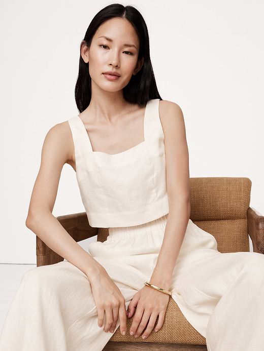 Banana Republic Linen Square-Neck Cropped Tank — photo 4
