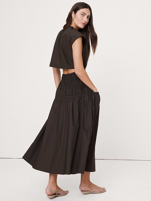 Banana Republic Smocked Cotton Poplin Maxi Dress with Open Back — photo 3