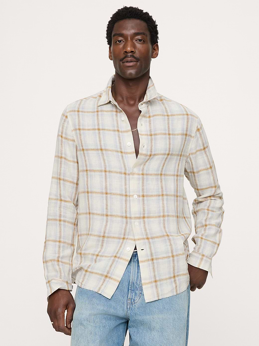 Banana Republic Standard-Fit Plaid Linen-Cotton Shirt — photo 1