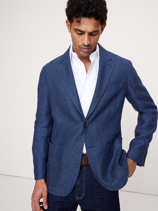 Banana Republic Blue Herringbone Linen Sport Coat — photo 1