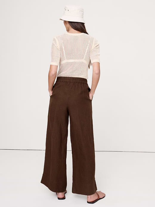 Banana Republic High-Rise Wide-Leg Linen Pull-On Ankle Pant — photo 3