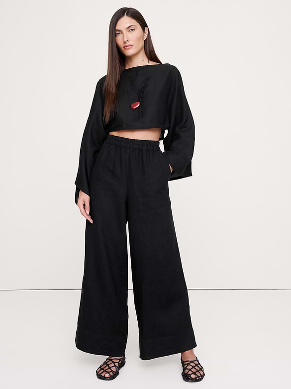Banana Republic High-Rise Wide-Leg Linen Pull-On Ankle Pant — photo 7