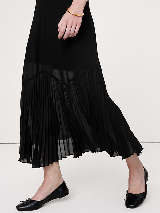 Banana Republic Chiffon Pleated-Trim Midi Skirt — photo 4