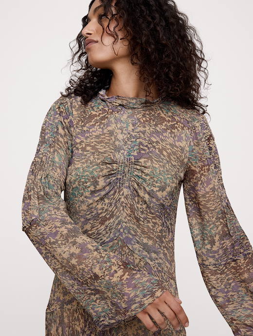 Banana Republic Georgette Ruffle-Neck Mini Dress — photo 4