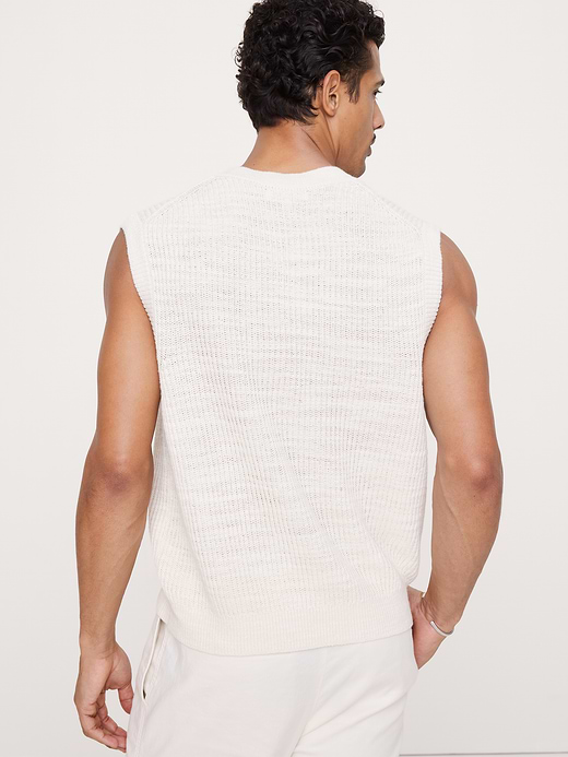Banana Republic Cotton-Linen Slub V-Neck Sweater Vest — photo 3