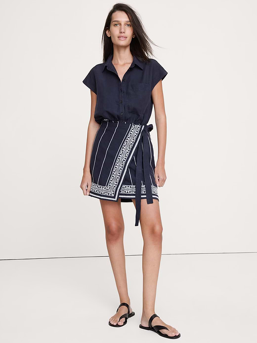 Banana Republic Embroidered Tencel™-Linen Wrap Dress — photo 1