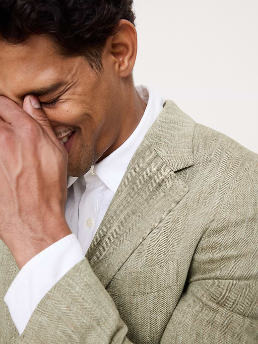 Banana Republic Tailored Slim-Fit Green Linen-Cotton Suit Jacket — photo 7