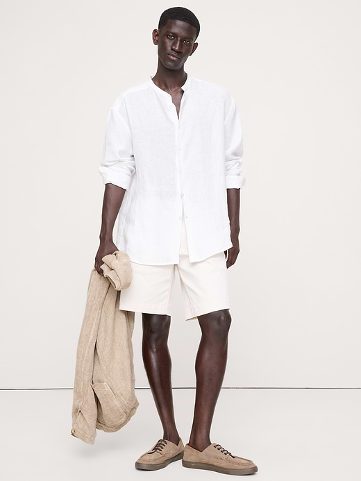 Banana Republic Relaxed-Fit Linen Banded-Collar Shirt — photo 1