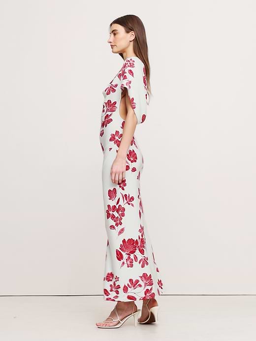 Banana Republic Stretch-Crepe Asymmetrical Open-Back Maxi Dress — photo 6