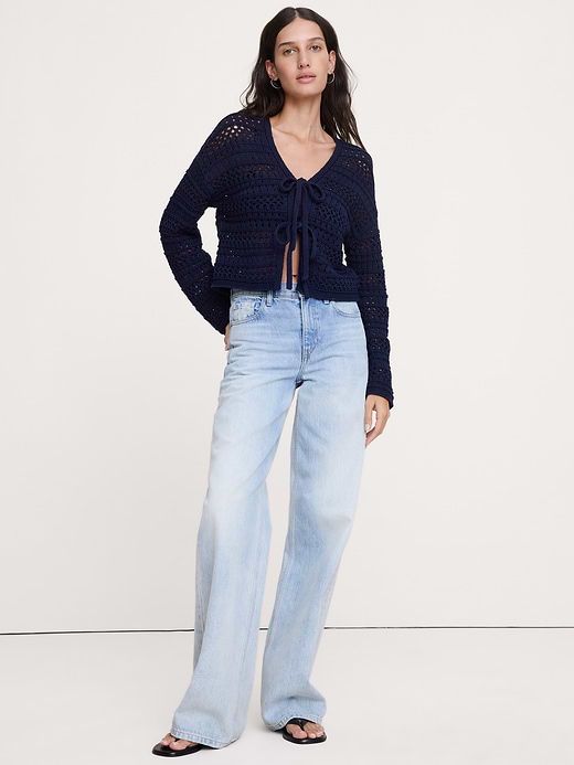 Banana Republic Coastal Cotton Crochet Tie-Front Cardigan — photo 1