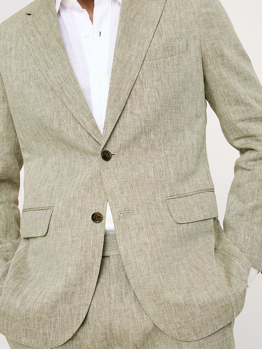 Banana Republic Tailored Slim-Fit Green Linen-Cotton Suit Jacket — photo 4