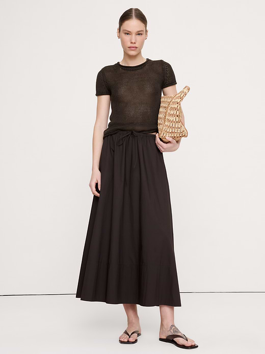 Banana Republic Cotton Poplin Drawstring Maxi Skirt — photo 1
