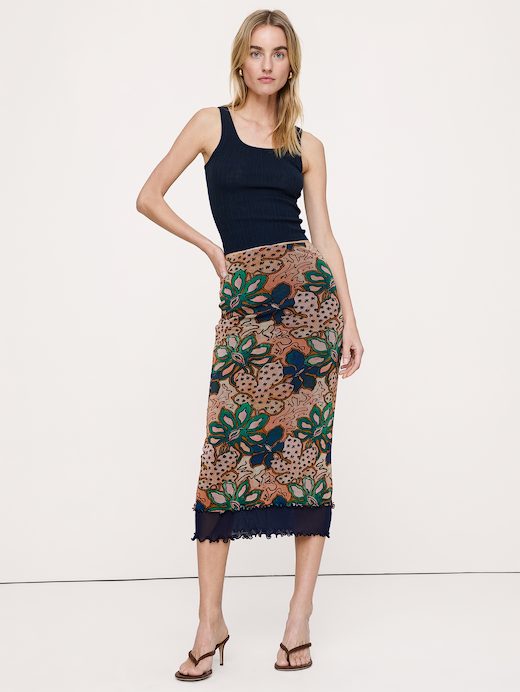 Banana Republic Mesh Midi Skirt — photo 1