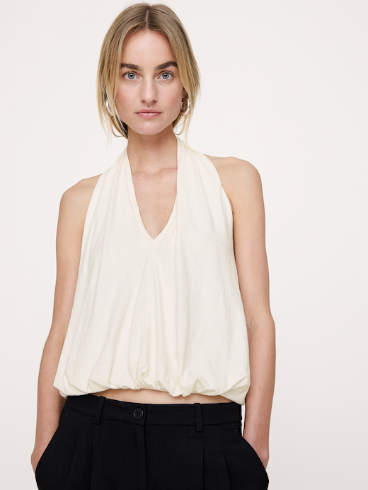 Banana Republic Slub Cotton Bubble-Hem Halter Tank — photo 4