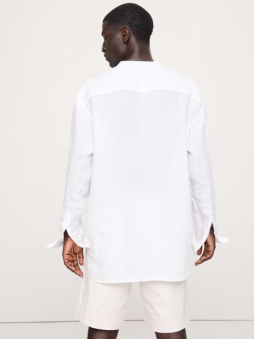 Banana Republic Relaxed-Fit Linen Banded-Collar Shirt — photo 3