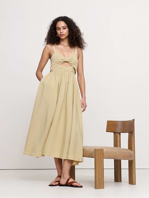 Banana Republic Viscose-Linen Dupioni Bow-Front Maxi Dress — photo 6