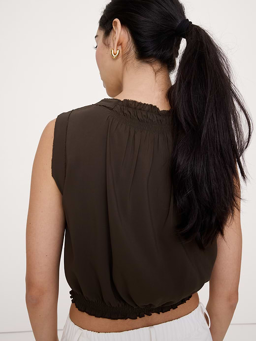 Banana Republic Smocked Georgette Cropped Tank — photo 3