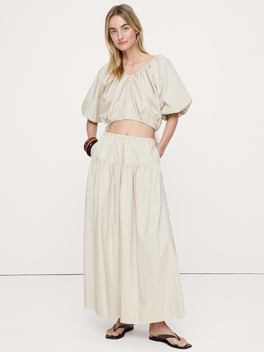 Banana Republic Tiered Cotton Poplin Maxi Skirt — photo 5