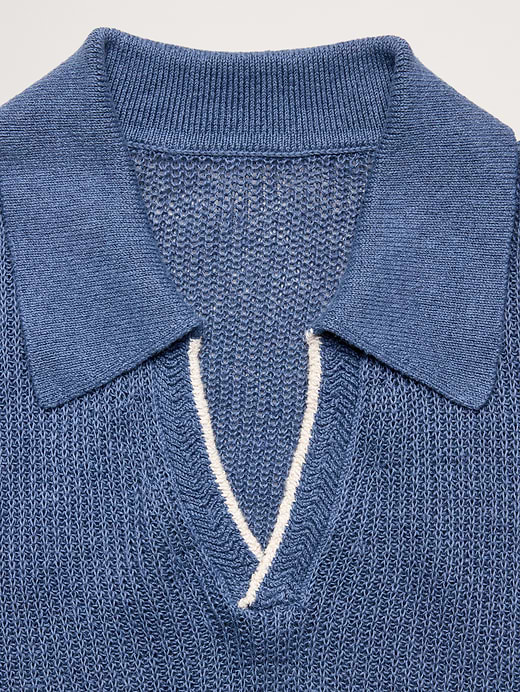 Banana Republic Linen-Cotton Johnny-Collar Sweater Polo — photo 6